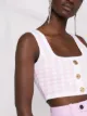 Balmain button-embellished houndstooth crop top