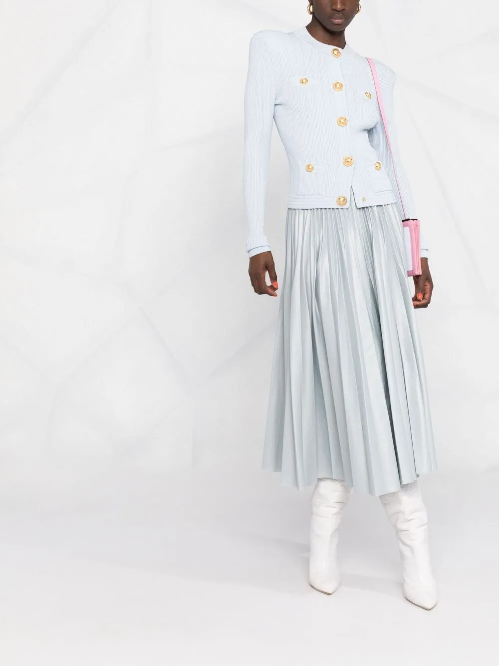 Imagem 2 de Balmain Cardigan de tricô canelado com detalhe de botões
