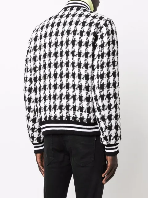 Shop Balmain houndstooth bomber jacket 