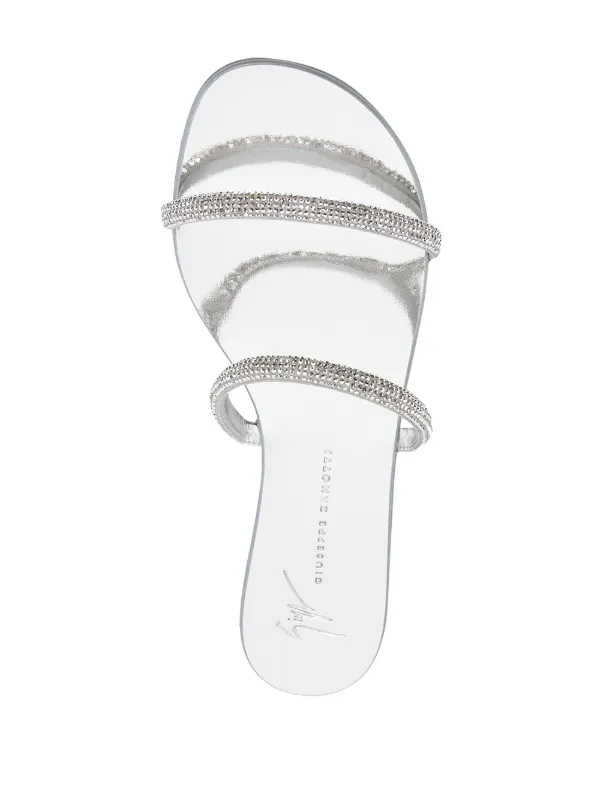 Sandales Giuseppe Zanotti Argent Ton Cristal Orné Hali Tropical - Taille EU 35