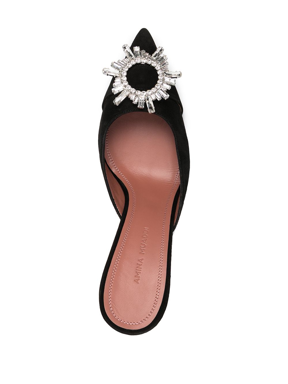 фото Amina muaddi crystal-embellished pointed mules