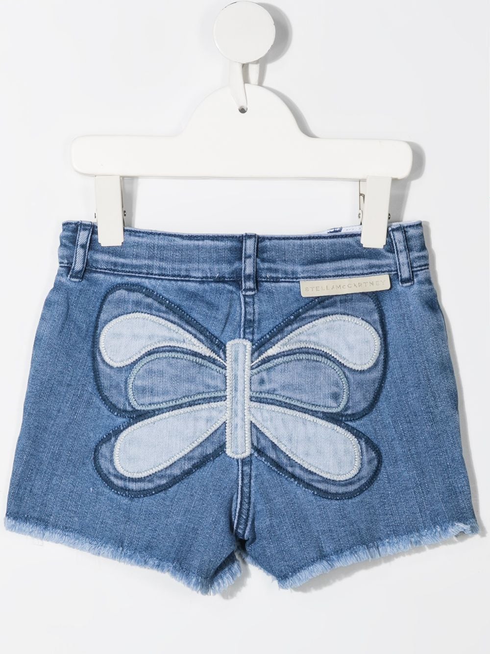 Shop Stella Mccartney Butterfly Denim Shorts In Blue