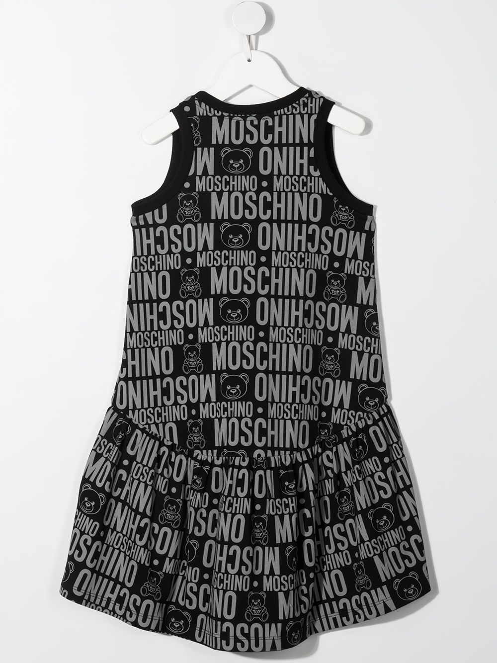 Shop Moschino Teddy-print Logo-print Dress In Black
