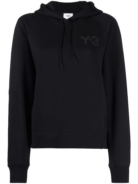 Y-3 logo-print drawstring hoodie