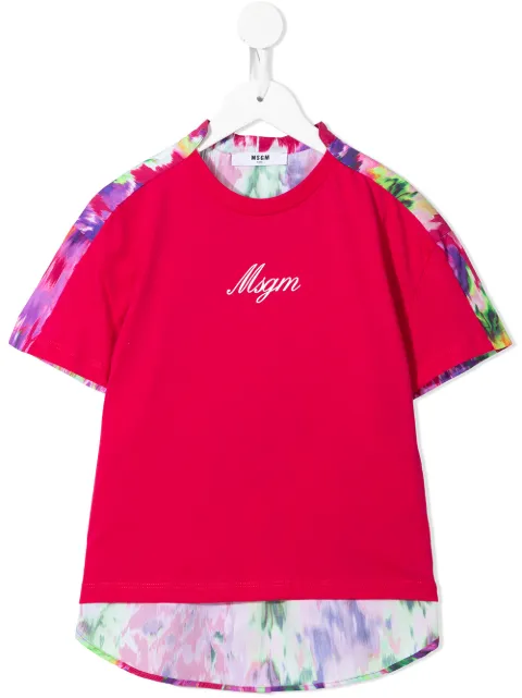 Msgm Kids تيشيرت بطبعة زهور وأجزاء مخيوطة