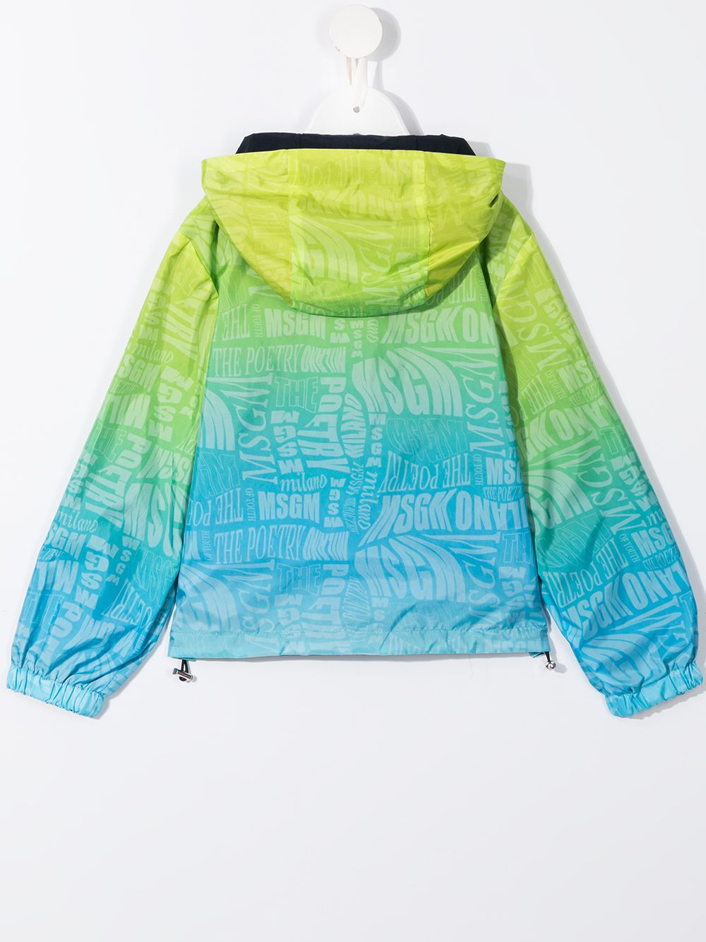 Shop Msgm Reversible Gradient Logo Print Windbreaker In Green