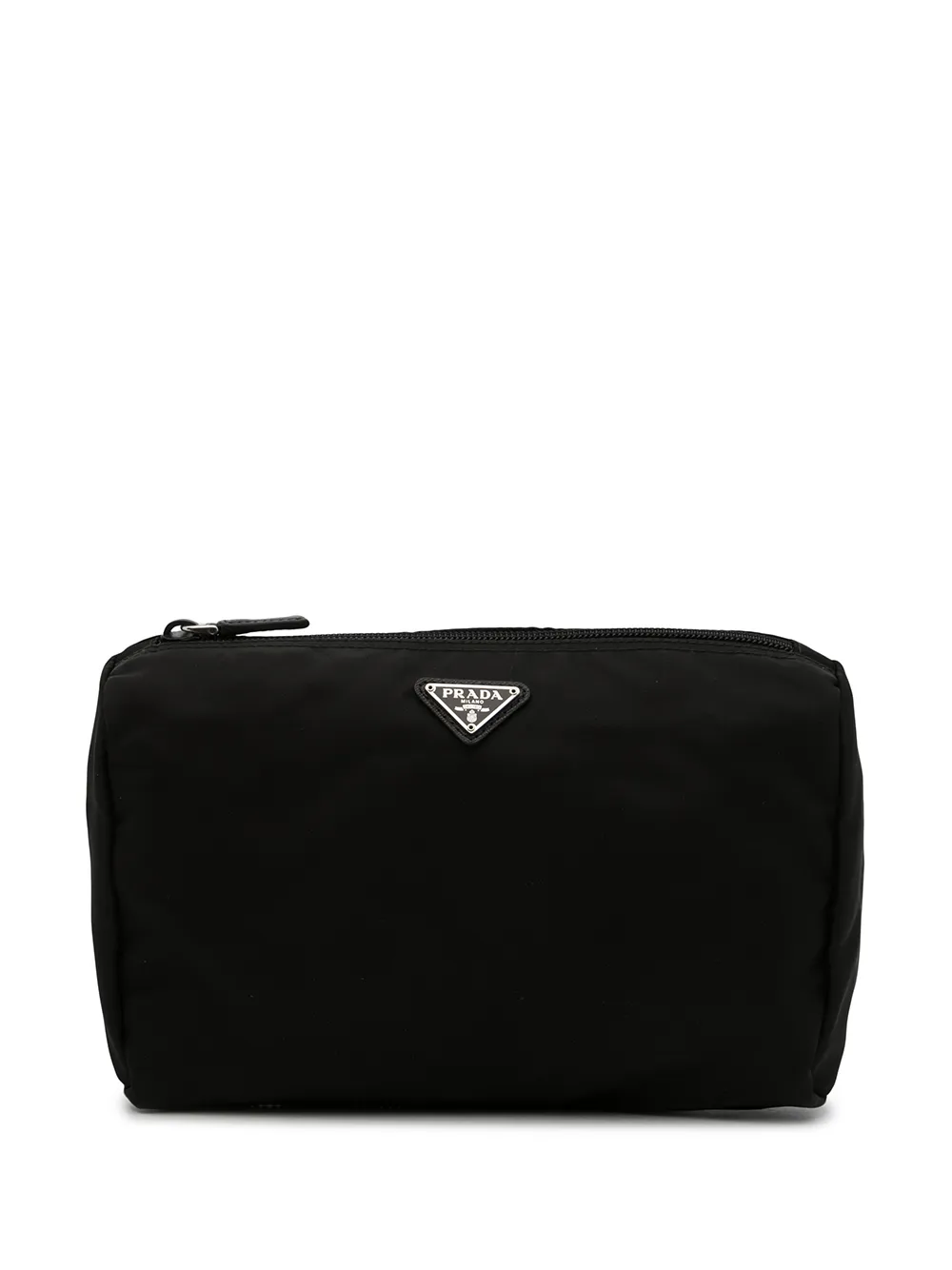 Pre-owned Prada Logo-plaque Cosmetic Pouch In Black