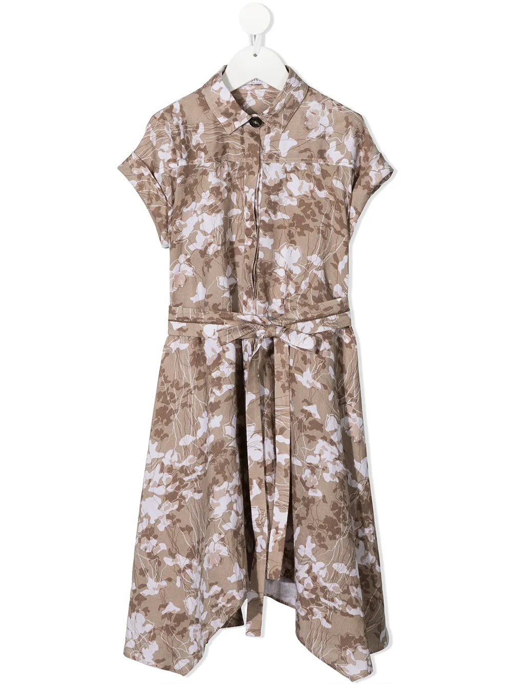 фото Brunello cucinelli kids платье-рубашка с цветочным принтом