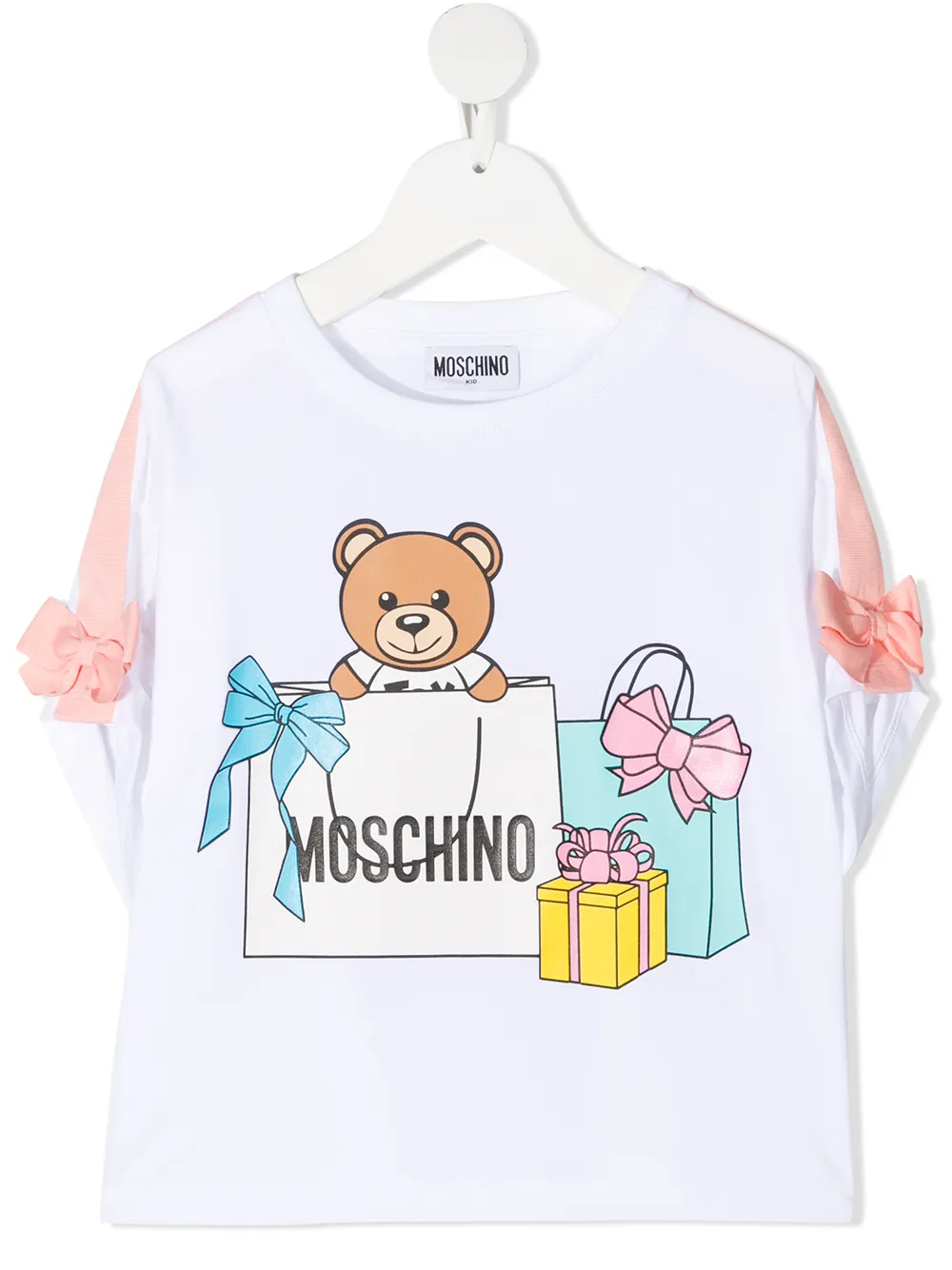 фото Moschino kids футболка teddy bear с бантом