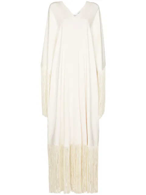 Oscar de la Renta Vestido kaftan de seda com franjas
