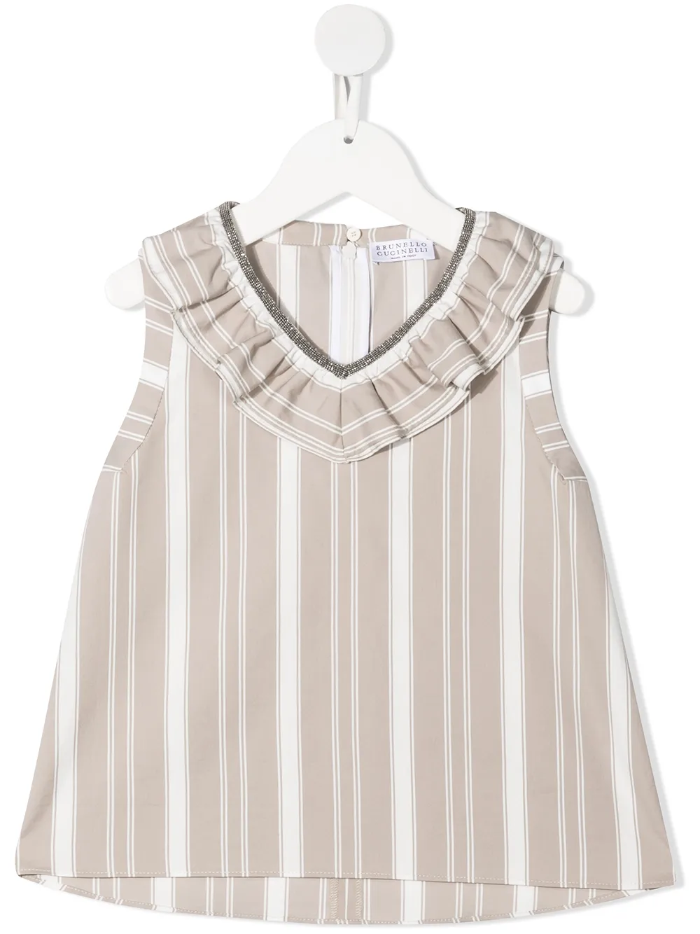 Shop Brunello Cucinelli Ruffle Neckline Blouse In Neutrals