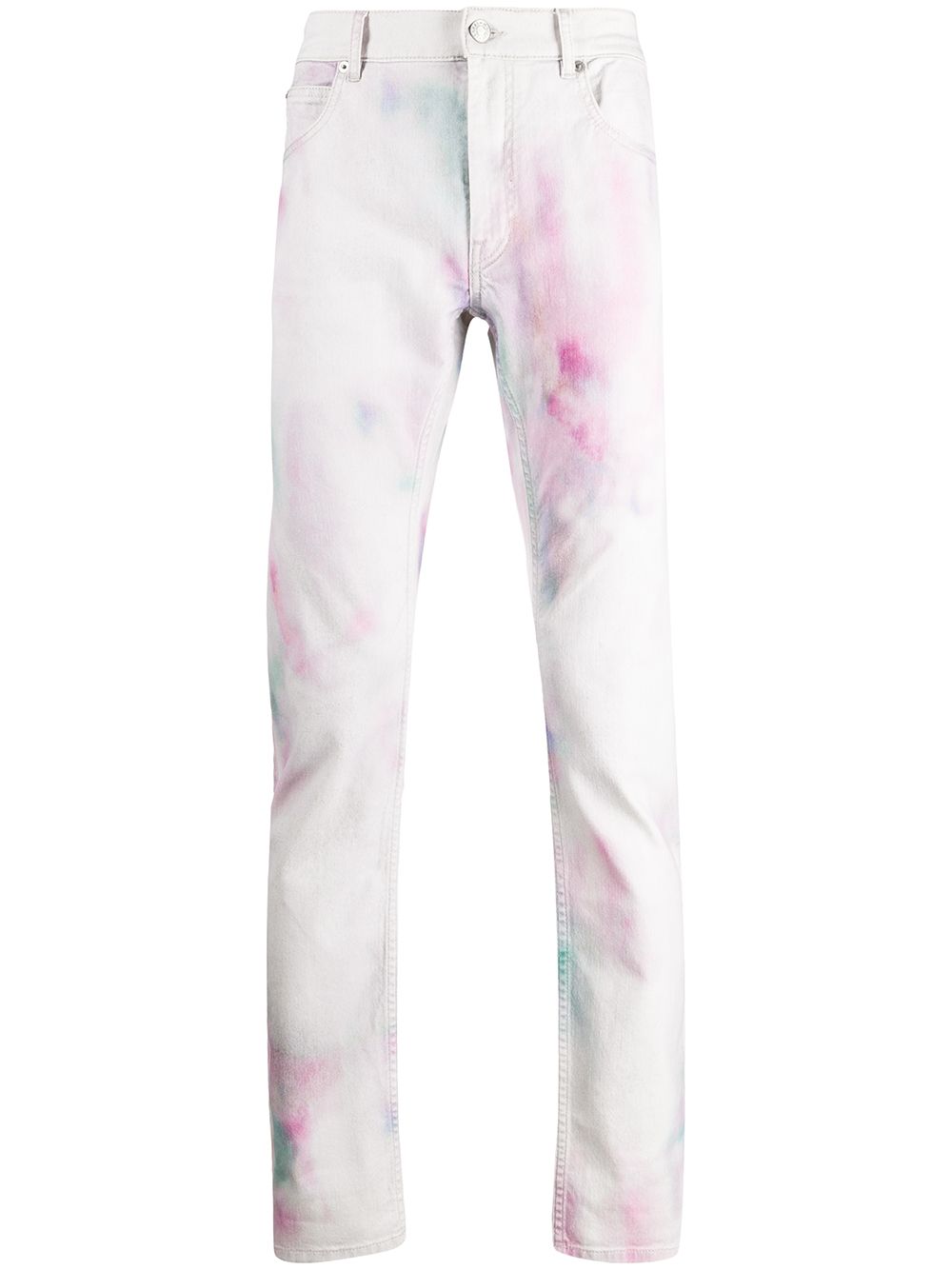 Isabel Marant Étoile Tie-dye Print Straight-leg Jeans In White