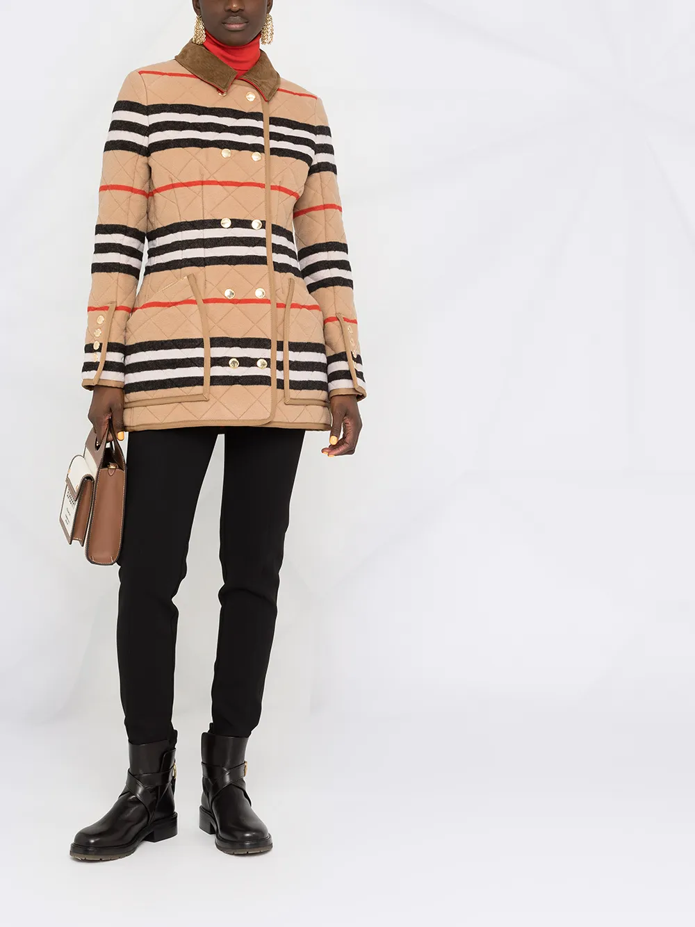 фото Burberry стеганая куртка в полоску icon stripe