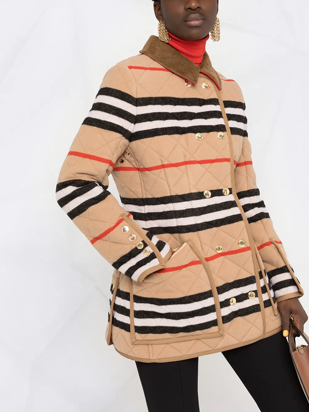 фото Burberry стеганая куртка в полоску icon stripe