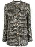 Valentino Garavani tweed sequin embellished jacket - Black