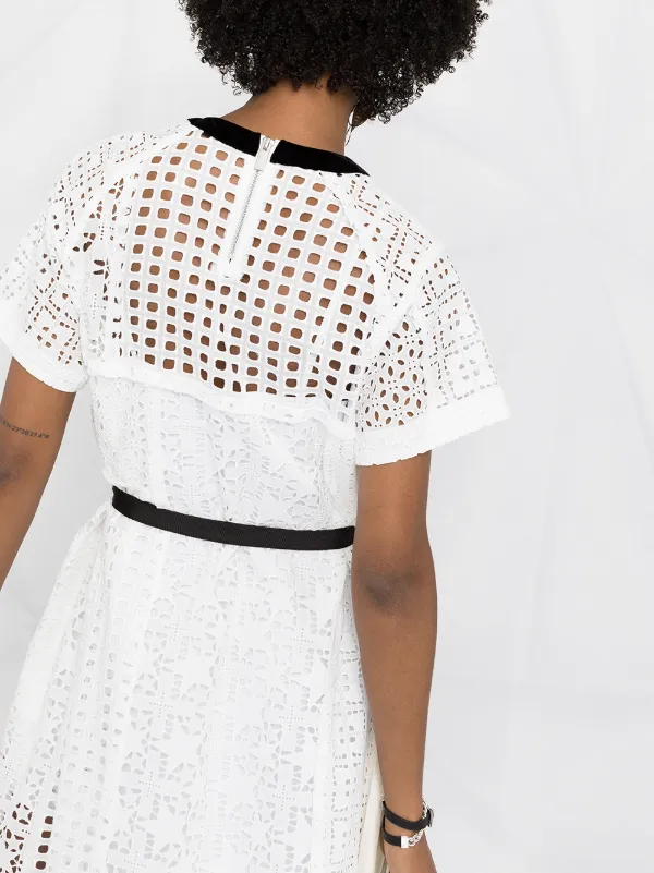 Sacai white Broderie-anglaise short 
