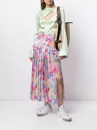 Spring Meadow print pleated skirt展示图