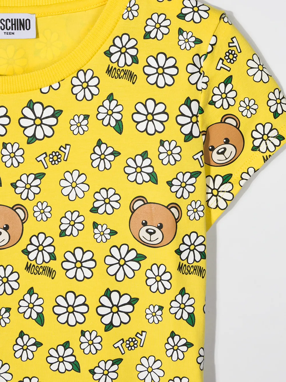 фото Moschino kids футболка с цветочным принтом и круглым вырезом