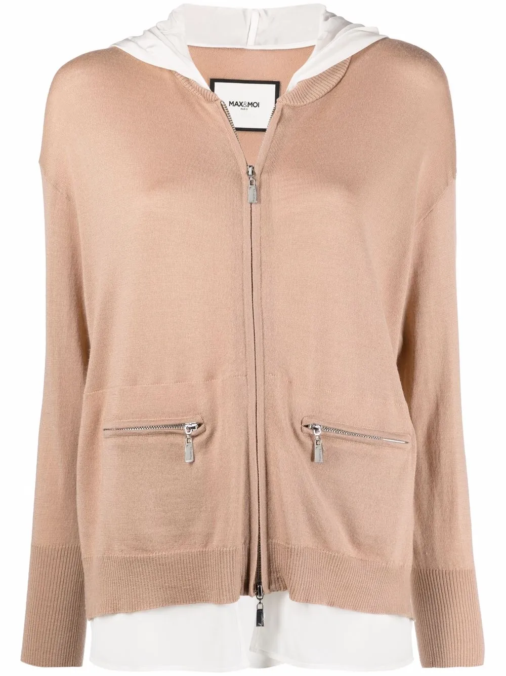 

Max & Moi chiffon-panelled cardigan - Neutrals