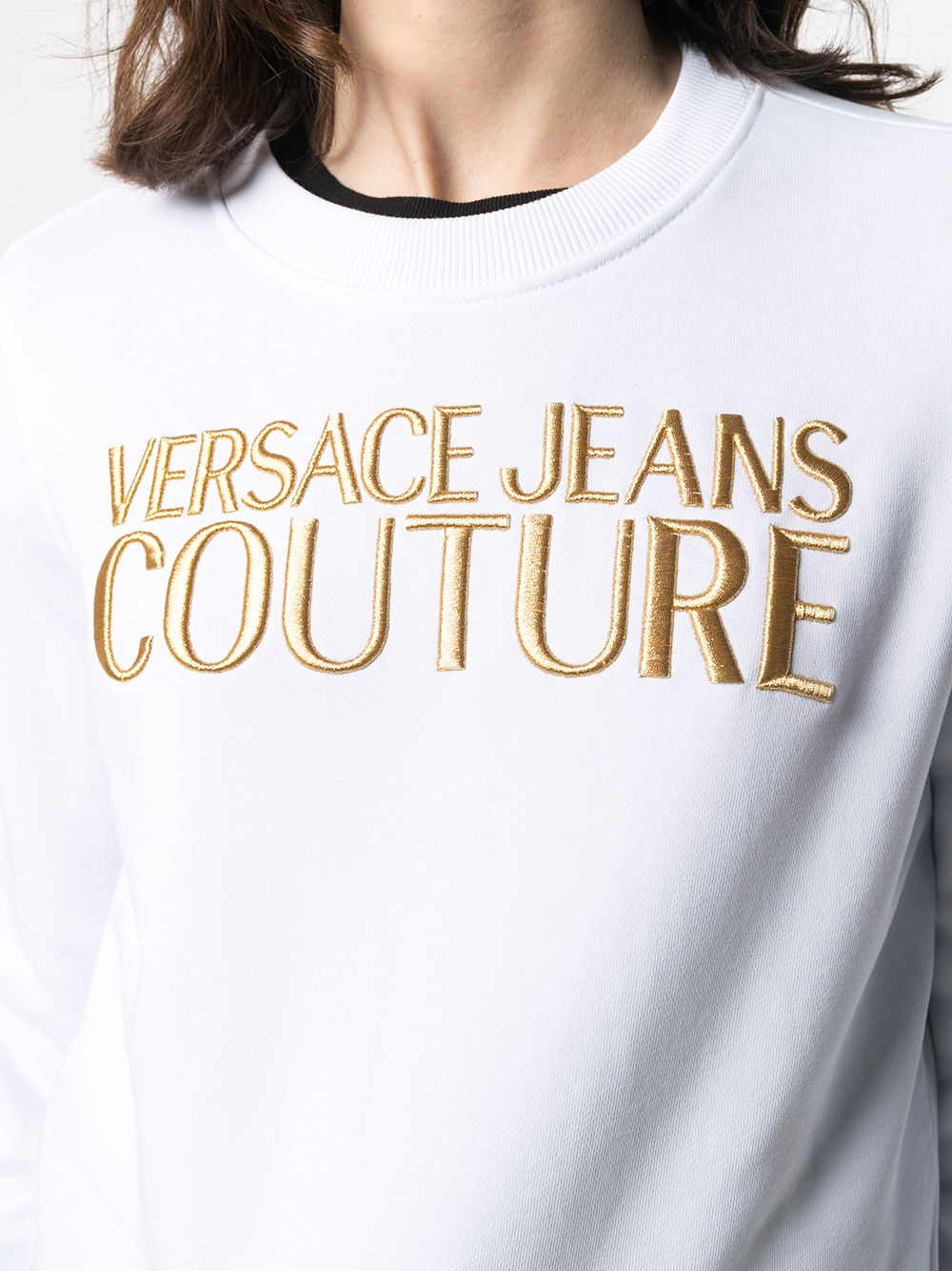 фото Versace jeans couture толстовка с круглым вырезом и вышитым логотипом