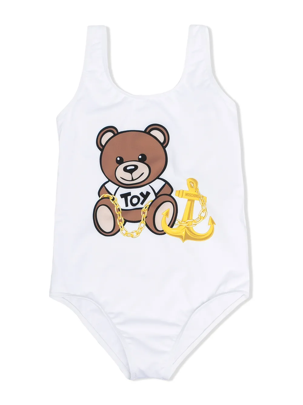 Click to view more detailed imagery on our partner's website Moschino Kids' Teddy One-piece Swimsuit In White