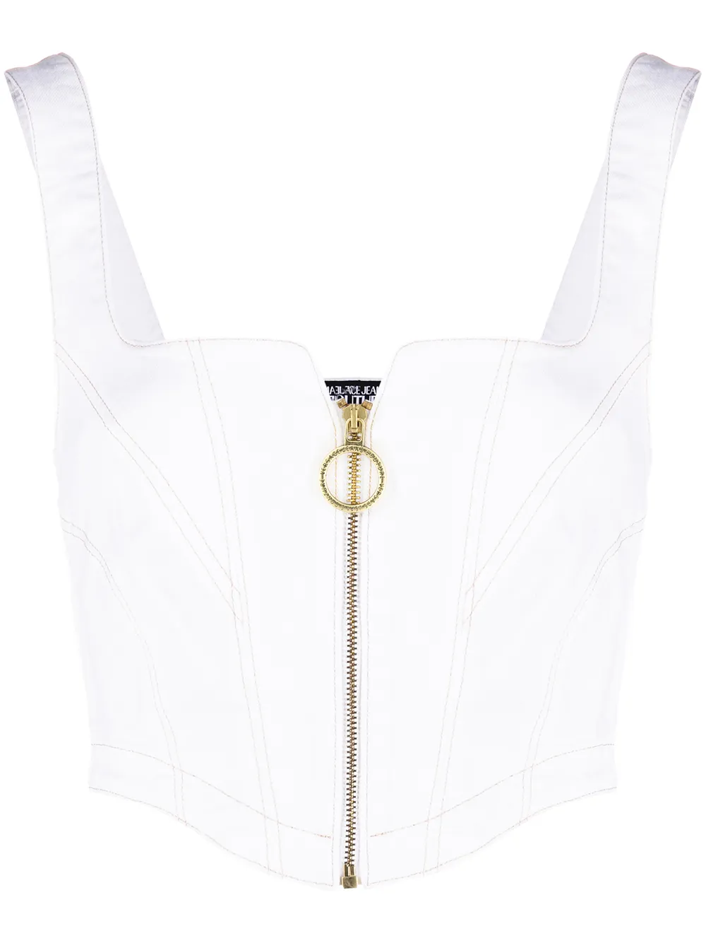 фото Versace jeans couture укороченный джинсовый топ на молнии