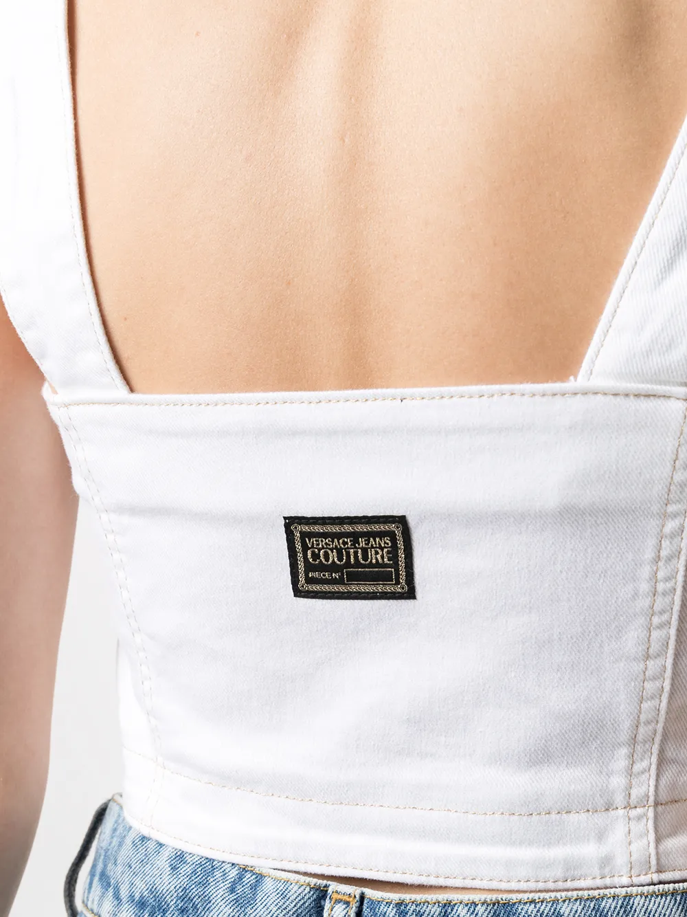 фото Versace jeans couture укороченный джинсовый топ на молнии