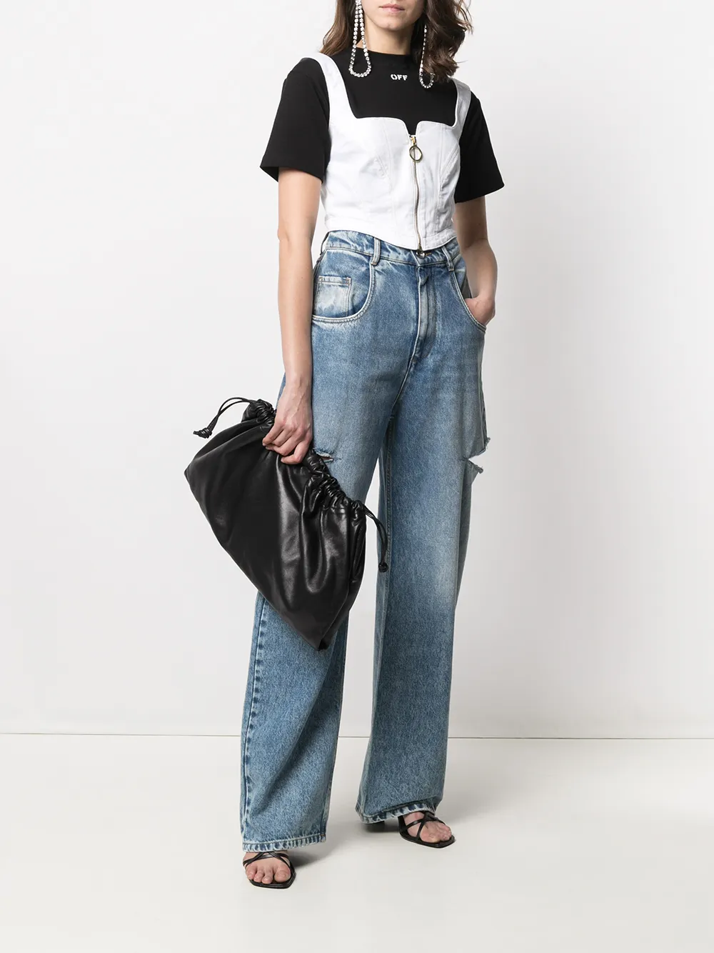 фото Versace jeans couture укороченный джинсовый топ на молнии