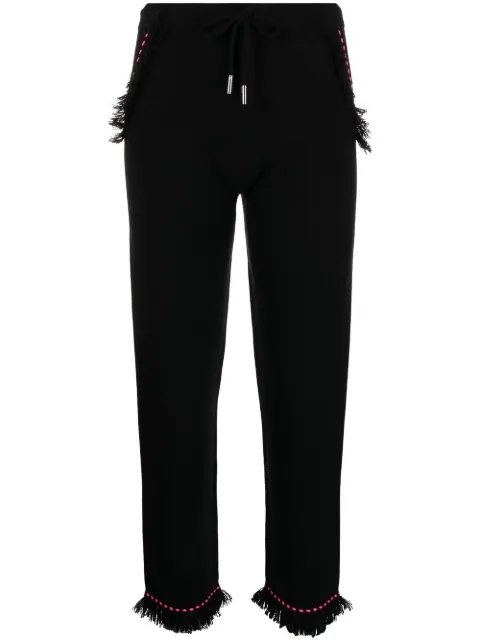 Max & Moi frayed contrast-stitch trousers