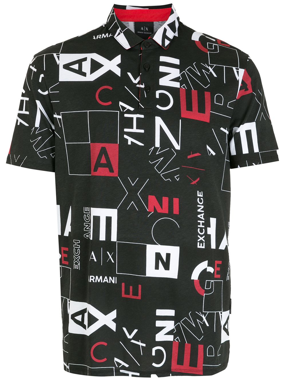 Armani Exchange Logo-print Polo Shirt In Black