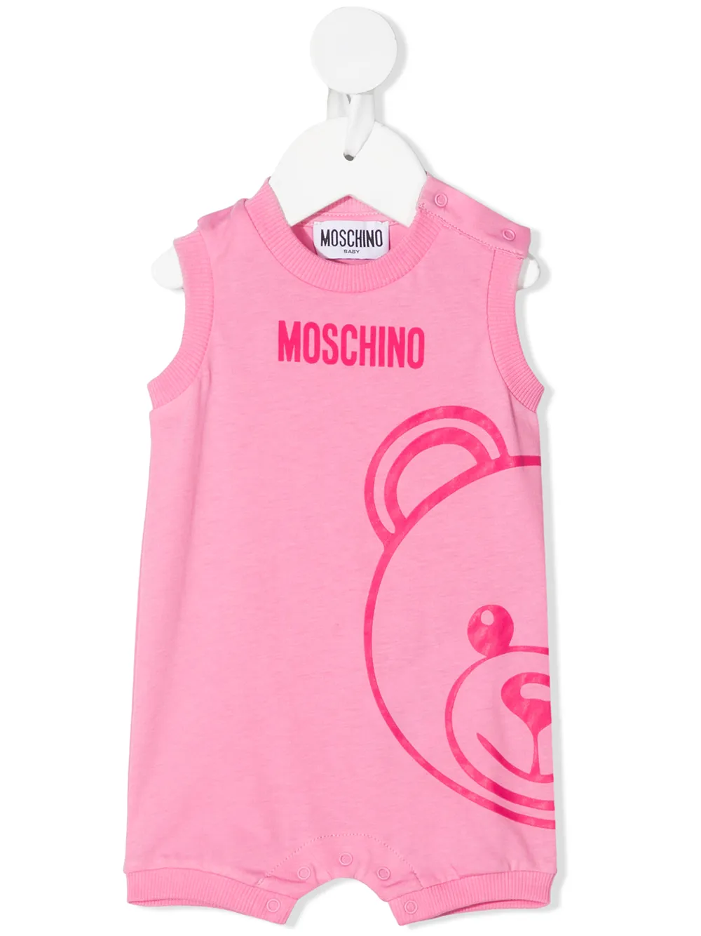 

Moschino Kids Teddy logo print romper - Pink