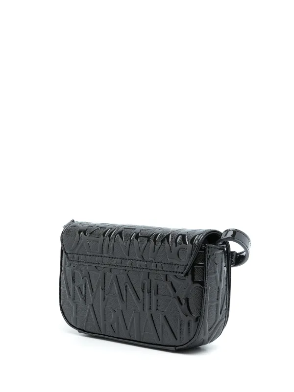 Armani logo-print Strap Crossbody Bag - Black