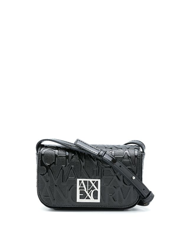 Armani Exchange embossed-logo faux-leather Crossbody Bag - Farfetch
