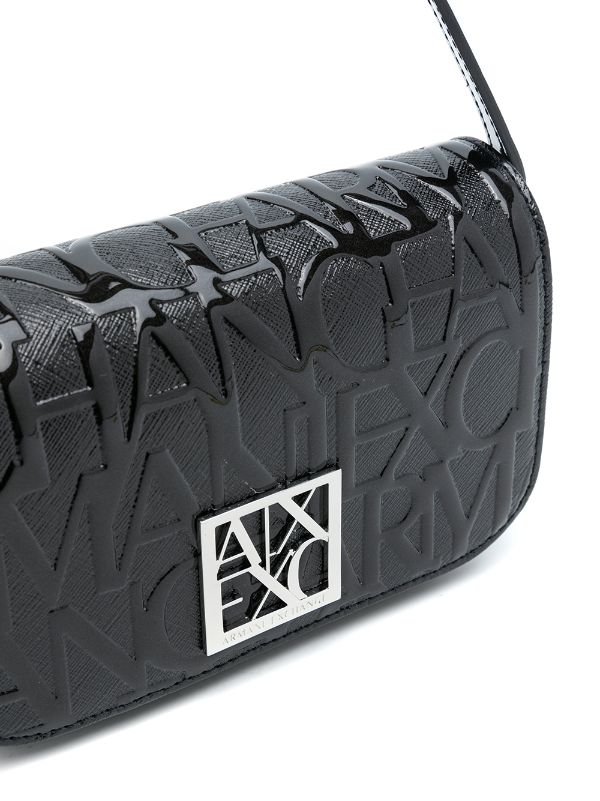 Armani logo-print Strap Crossbody Bag - Black