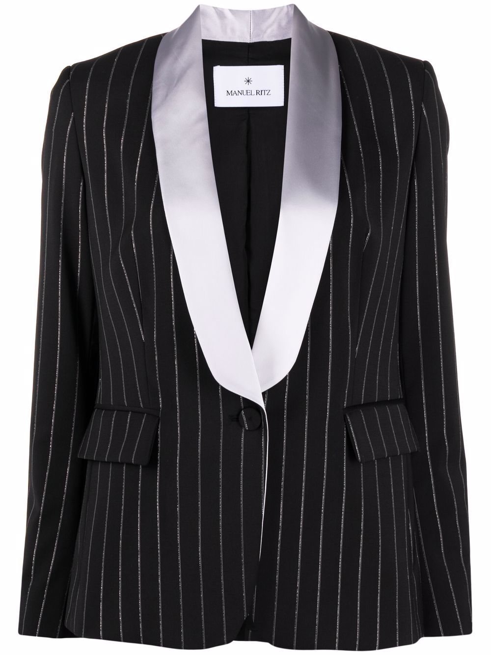 

Manuel Ritz pinstripe shawl-lapel blazer - Black