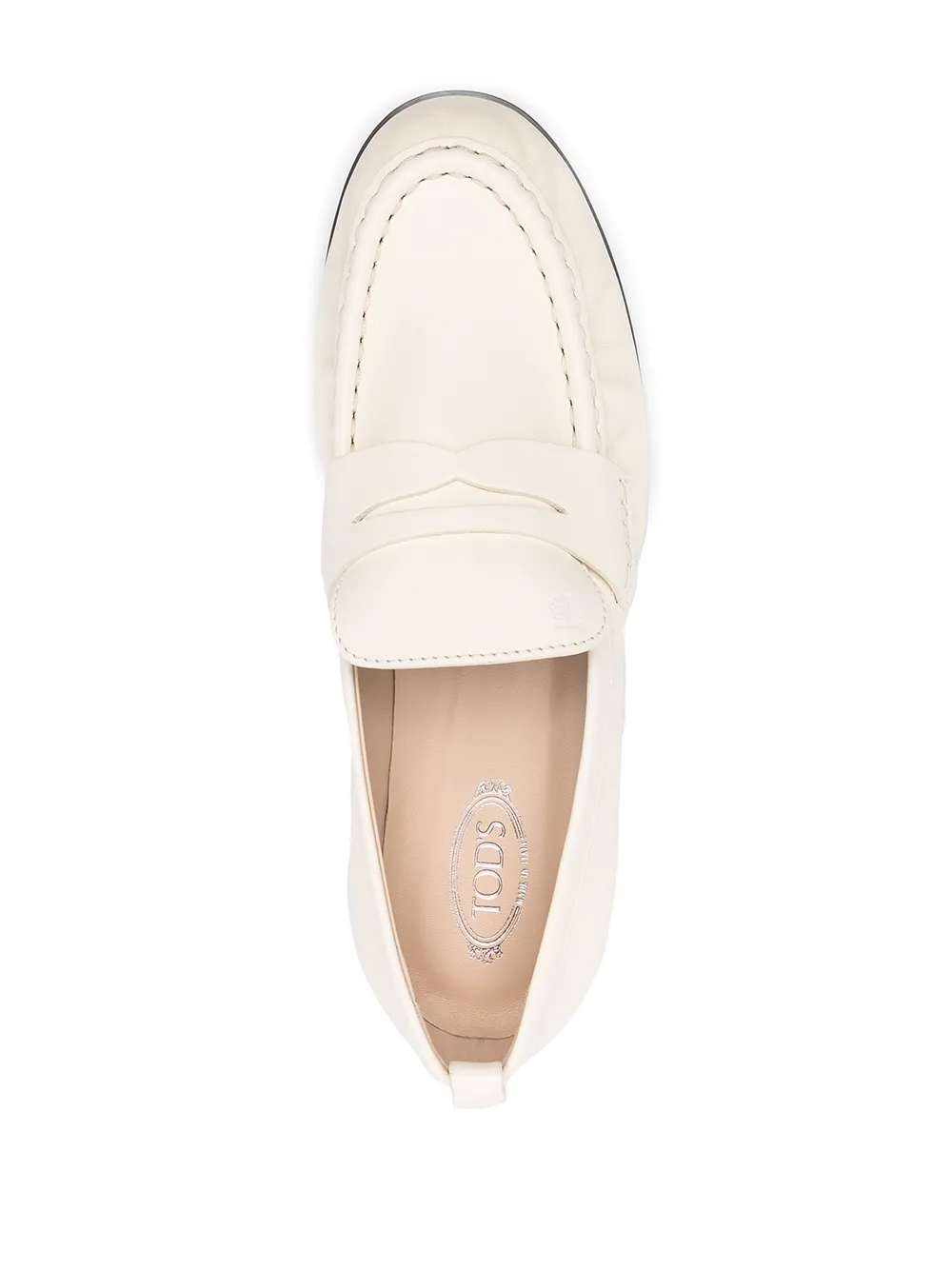 Tod's Leather Penny Loafers In Neutrals