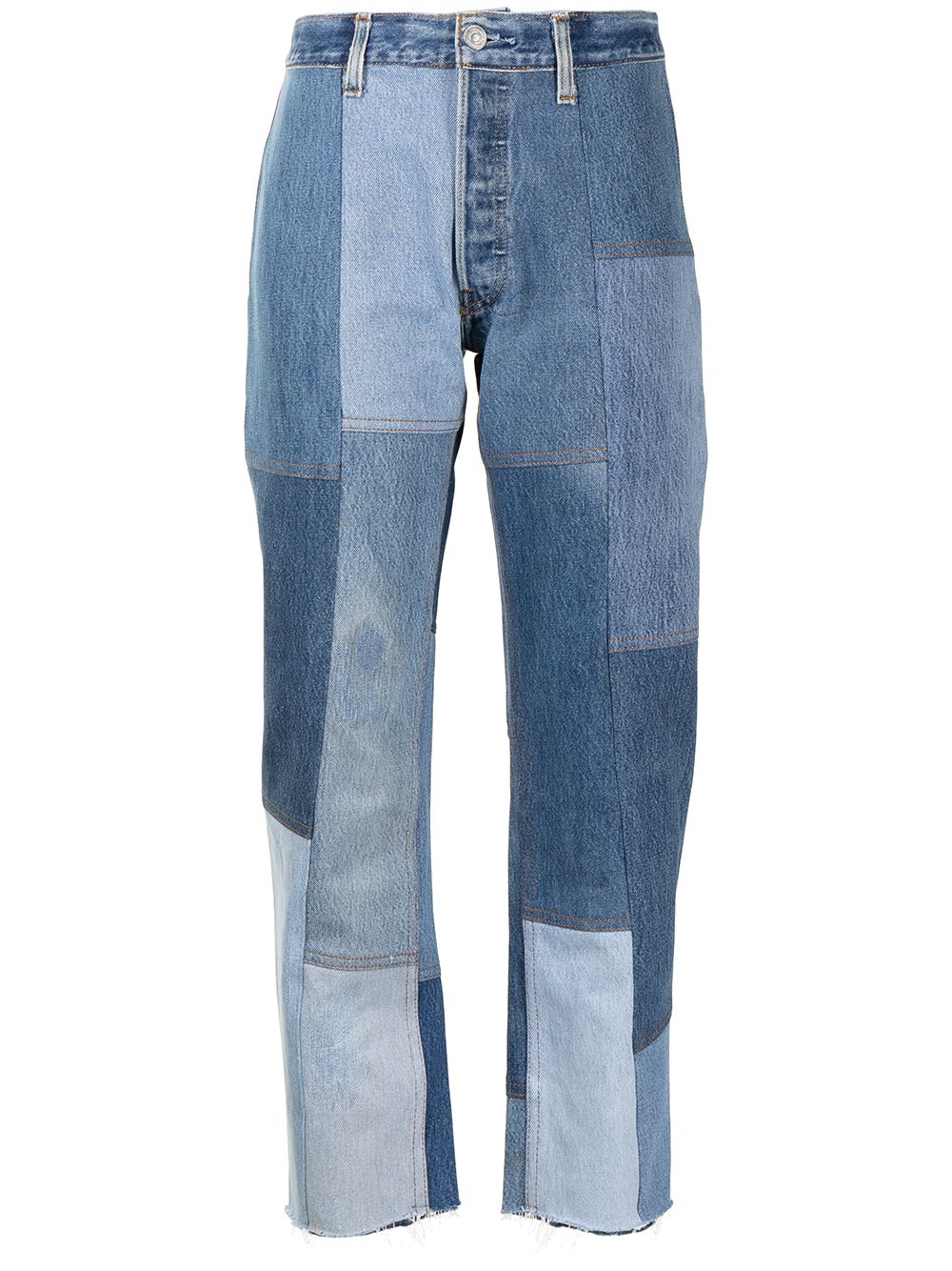 Image 1 of RE/DONE patchwork cropped jeans