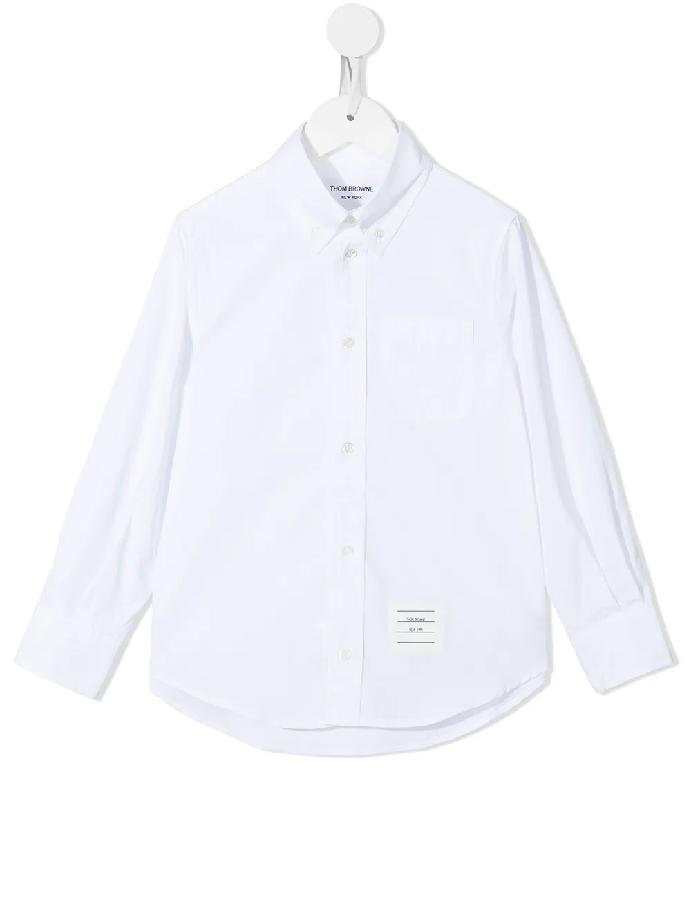 Thom Browne Logo-tag Cotton Shirt In White