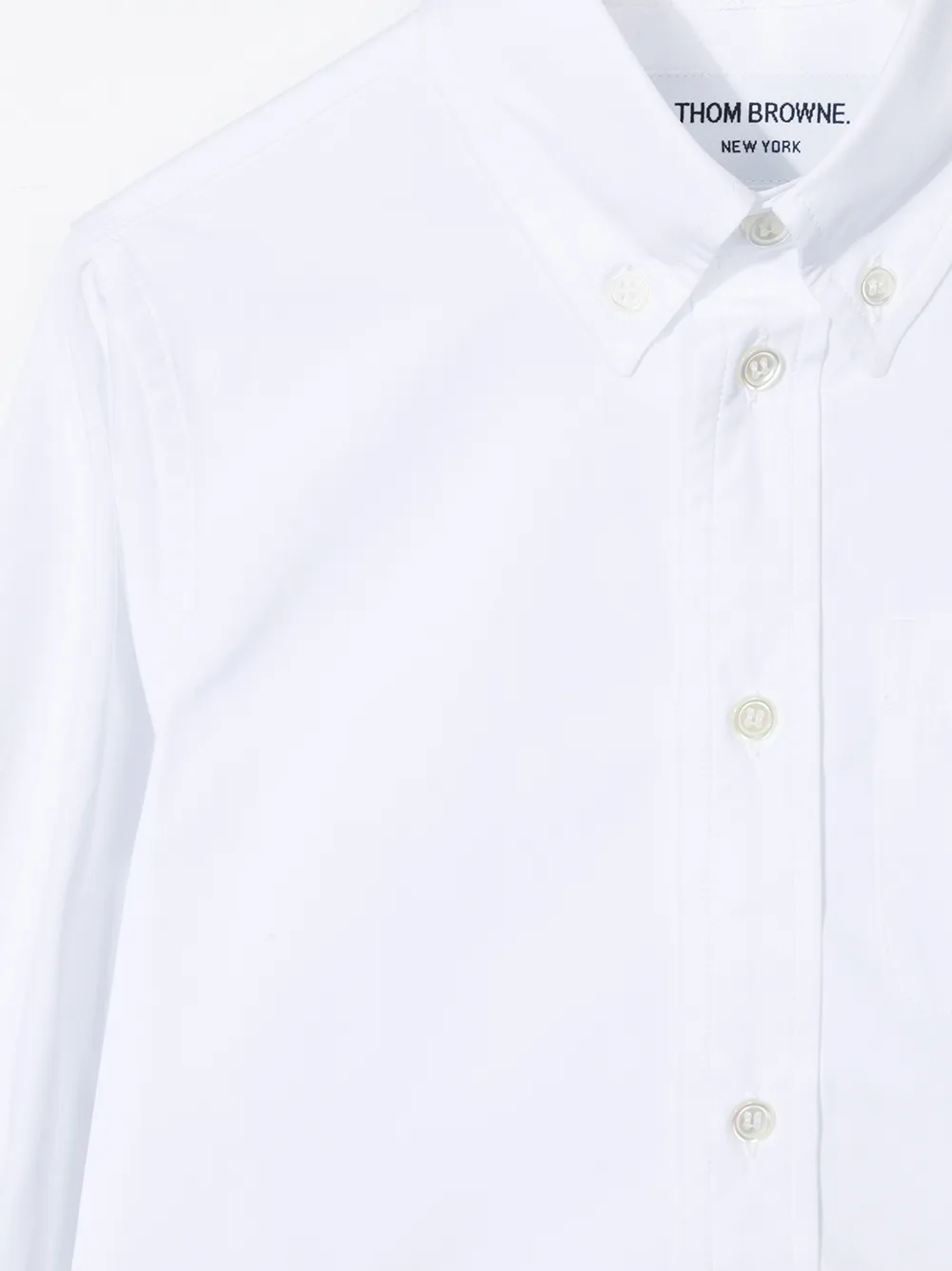 Thom Browne Logo-tag Cotton Shirt In White