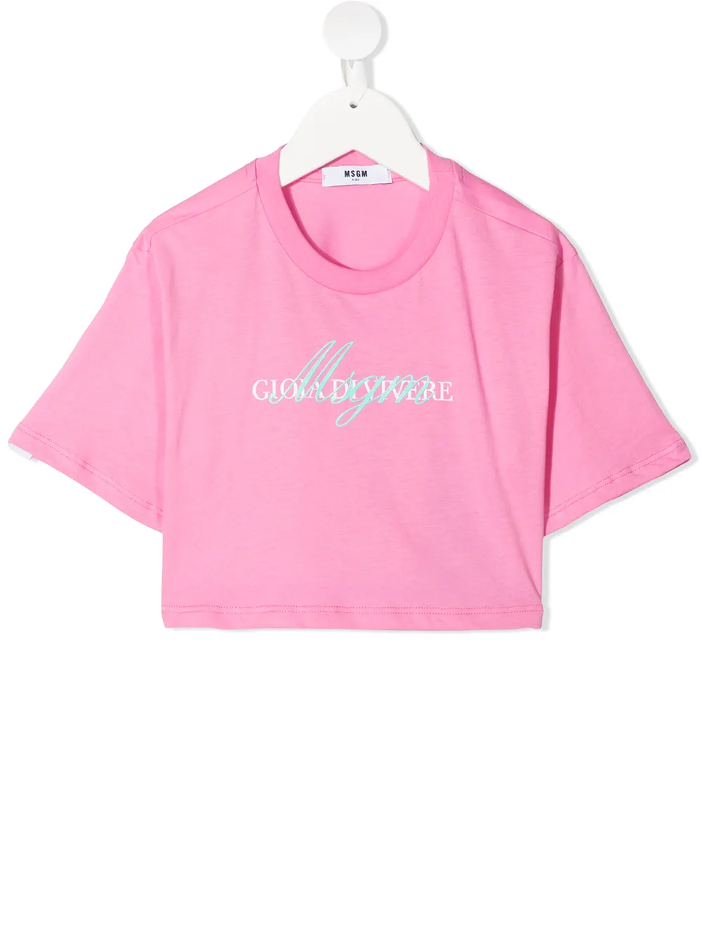 

MSGM Kids logo-print cotton T-shirt - Pink