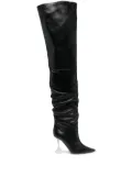 Amina Muaddi Olivia thigh-high leather boots - Black