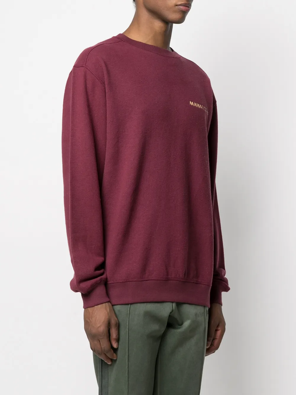 Shop Maharishi Logo-print Round Neck Sweatshirt In Red