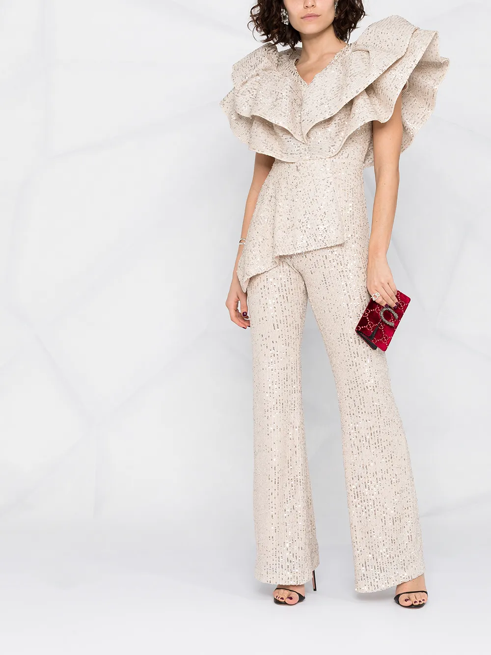 Loulou Jumpsuit met pailletten - Beige