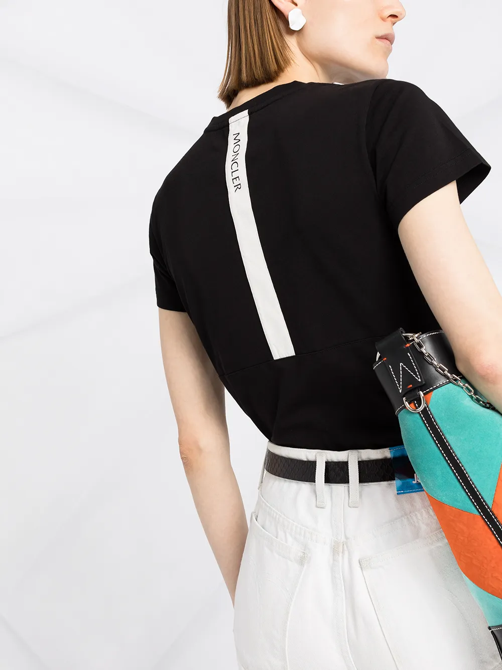 Moncler Rear-stripe Slim-fit T-shirt In Black