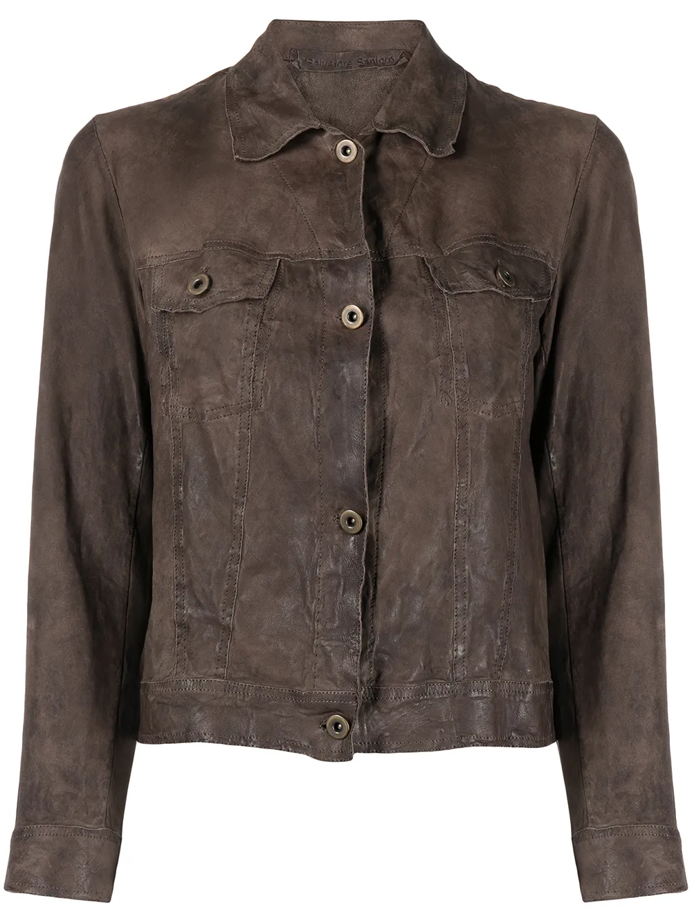 Click to view more detailed imagery on our partner's website Salvatore Santoro Buttoned-up Leather Jacket In Brown
