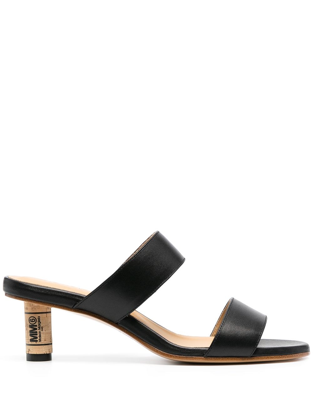 Shop Mm6 Maison Margiela Cork Heel Sandals In Black