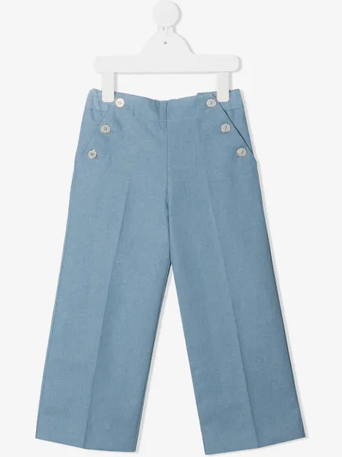 Bonpoint pantalones rectos con botones laterales