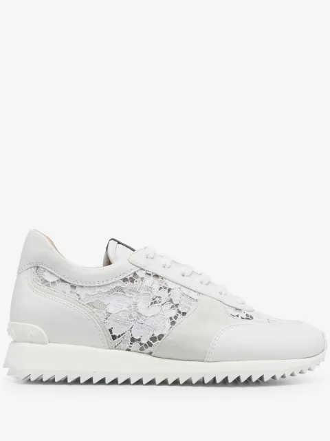 Le Silla lace-embroidered leather sneakers