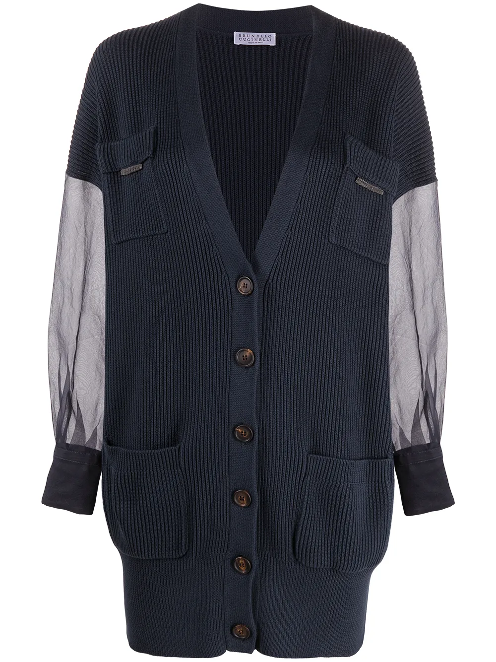 Brunello Cucinelli Sheer Sleeves Cardigan - Farfetch