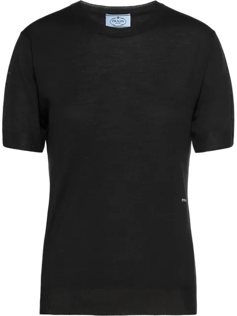 Prada logo-embroidered wool jumper